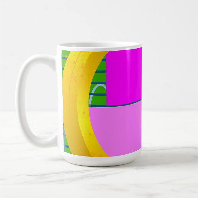 Caneca De Café Blocos Rosa Modernos em Verde Dourado (Esquerda)