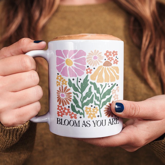 Caneca De Café Bloom Como Você É Uma Citação Inspiracional Floral (Criador carregado)