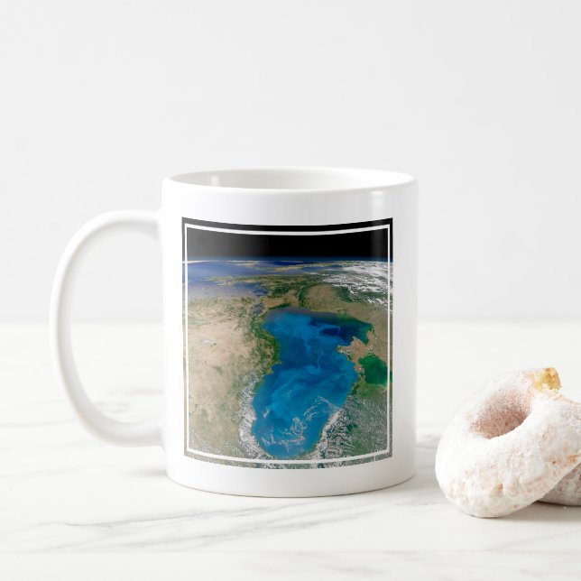 Caneca De Café Bloom De Fitoplâncton Azul No Mar Negro (Com Donut)