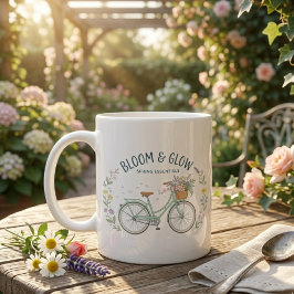 Caneca De Café Bloom & Glow Floral Vintage Bicicleta Primavera Es