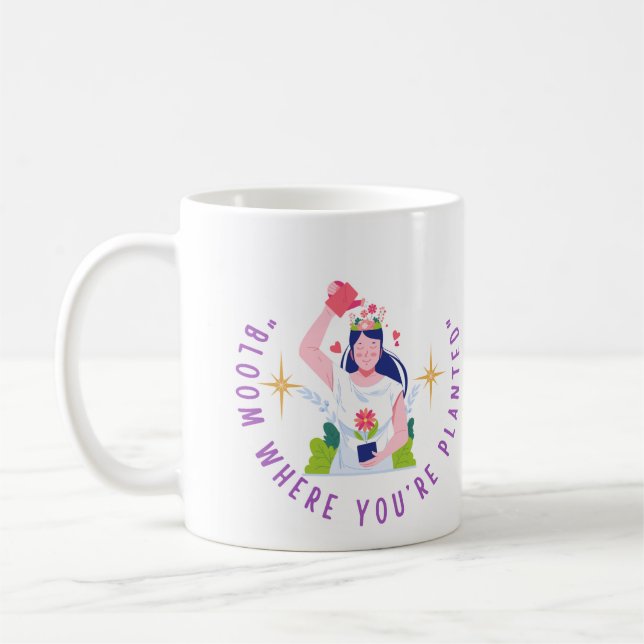 Caneca De Café Bloom onde você está plantado (Esquerda)