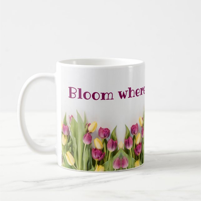 Caneca De Café Bloom onde você está plantado (Esquerda)
