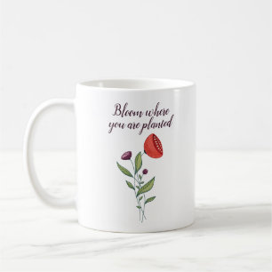 Caneca De Café Bloom Onde Você Está Plantado Flores Selvagens Mín