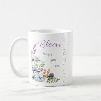 Caneca De Café Bloom Onde Você Está Plantado Motivacional