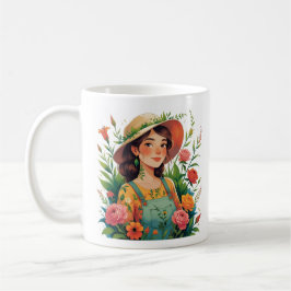 Caneca De Café Blooming Gardener - Lady Gardener with Flowers