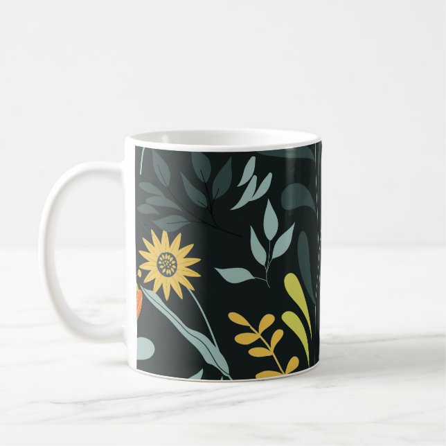 Caneca De Café Blooming Meadow Trendy Seamless Design (Esquerda)