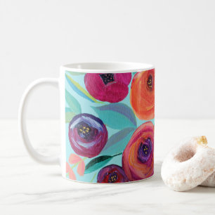 Caneca De Café Blooms Florais Coloridos