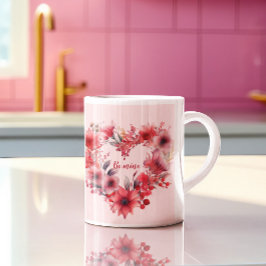 Caneca De Café Blooms of Love | Floral Wreath | DIA DE OS NAMORAD