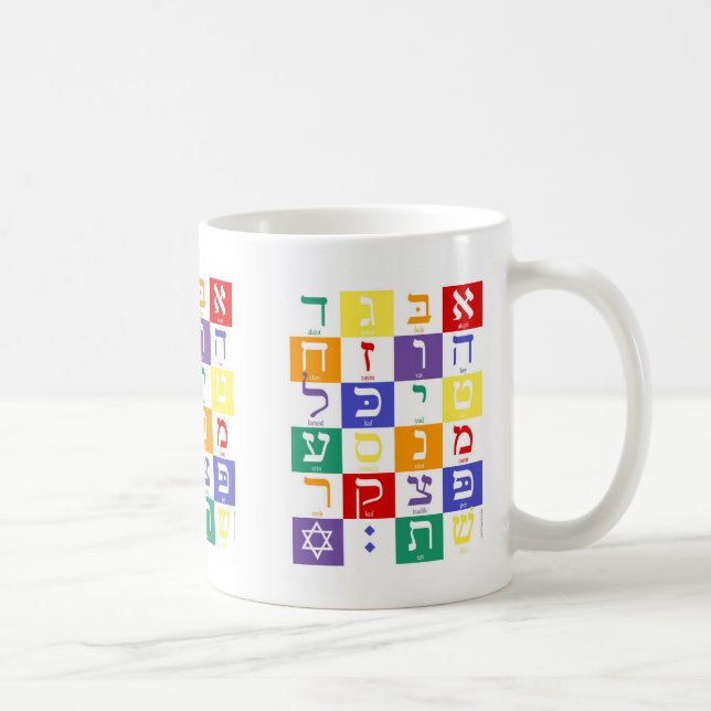Caneca De Café Bloqueio de cores Aleph Bet Mug (Direita)