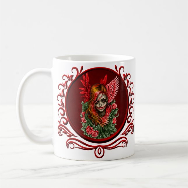 Caneca De Café Blossom Gótico, o anjo das rosas. (Esquerda)