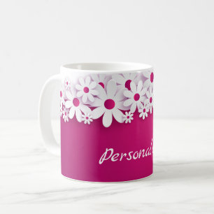 Caneca De Café Blossom Magenta Magenta, Flor Cor-de-Rosa Branco