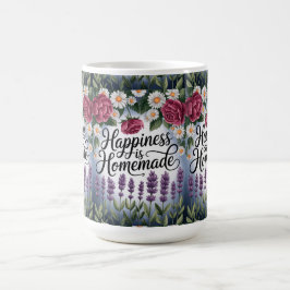 Caneca De Café "Blossomas da Felicidade: 'Felicidade é Homemada'