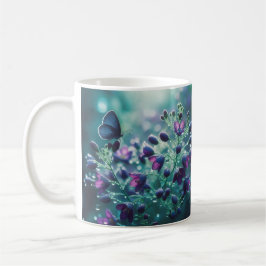Caneca De Café Blossomas e Asas: Blue Floral Butterfly Mug