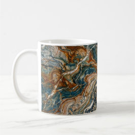 Caneca De Café Blue and Gold Marble Swirl Pattern Coffee Mug