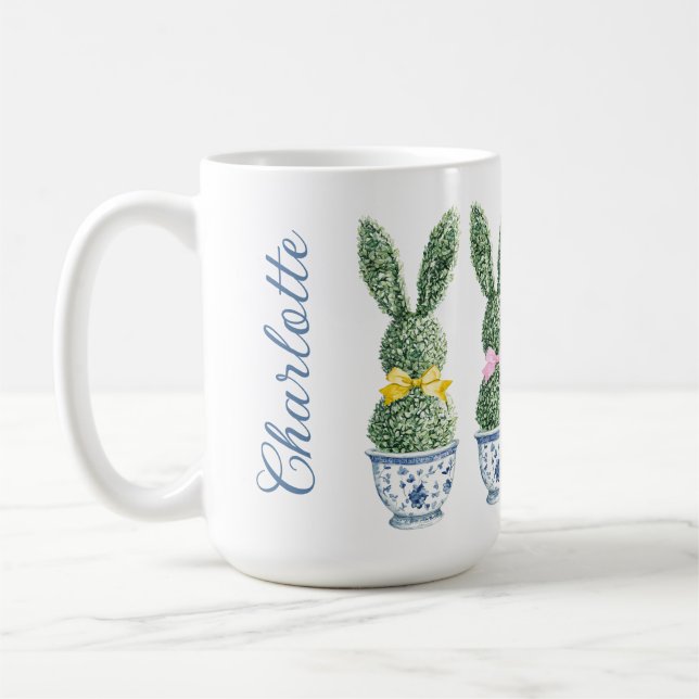 Caneca De Café Blue and White Chinoiserie With Rabbit Topiary (Esquerda)