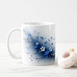Caneca De Café Blue and White Floral Vine