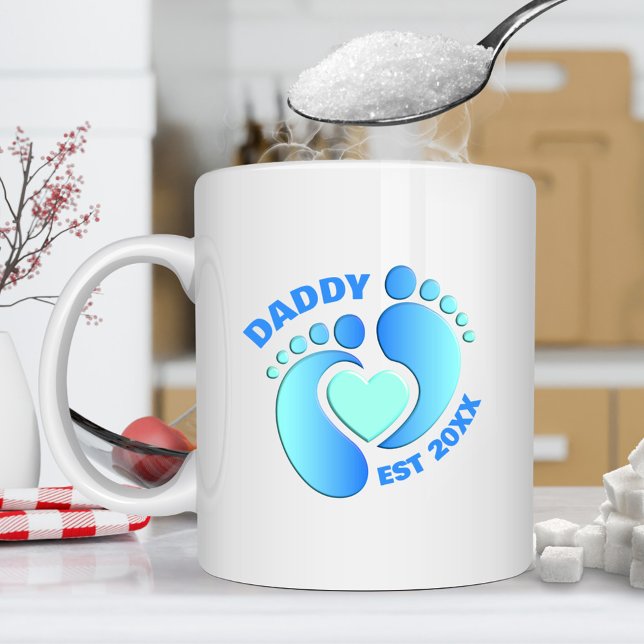 Caneca De Café Blue Baby Feet Mug para Pai (Criador carregado)