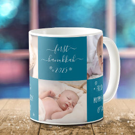 Caneca De Café Blue Baby First Hanukkah Nova Mãe Pai 4 Nome da Fo