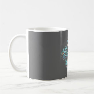Caneca De Café Blue Beige Floral Bloom – Dark Grey Botanical Mode