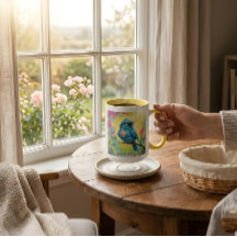 Caneca de Café Blue Bird com Citação
