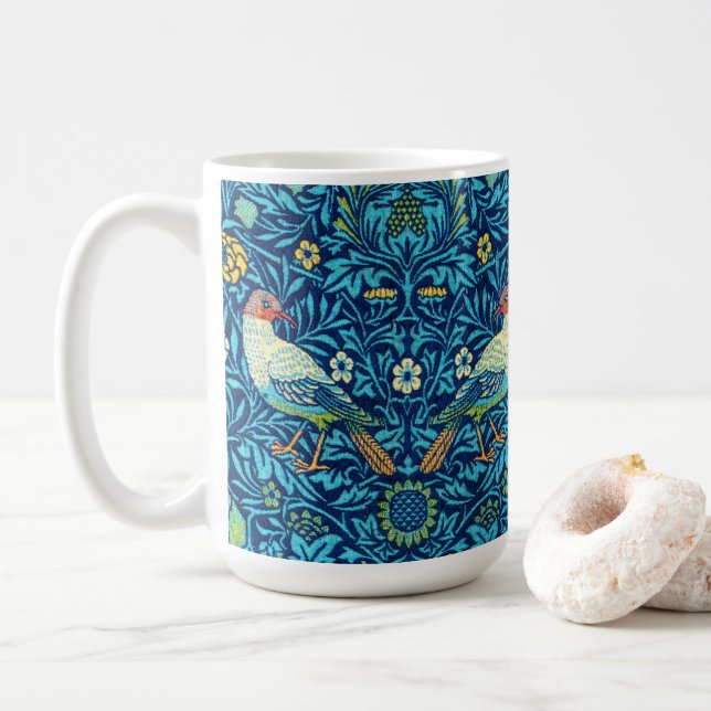 Caneca De Café Blue bird William Morris art design (Com Donut)