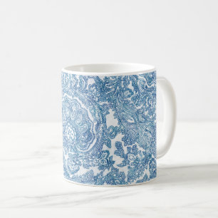 Caneca De Café Blue Boho Paisley Pattern