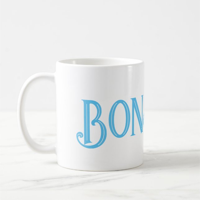 Caneca De Café Blue Bonjour White Coffee Mug (Esquerda)