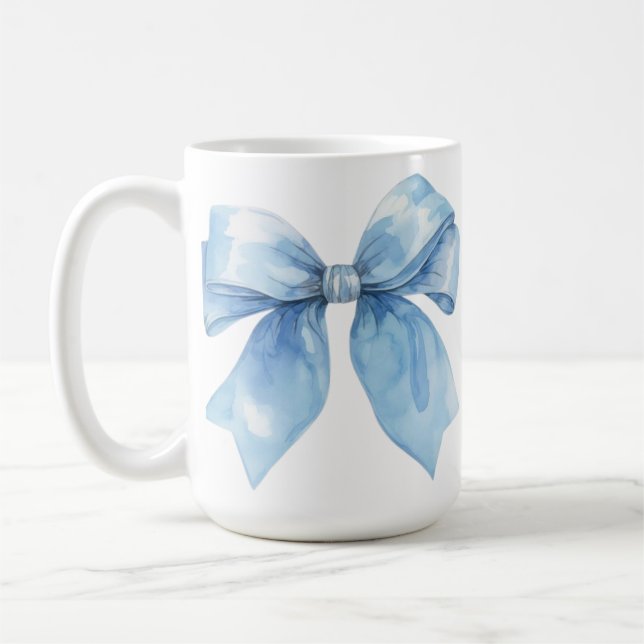 Caneca De Café Blue Bow | Calm Strength Quote – Moodila (Esquerda)