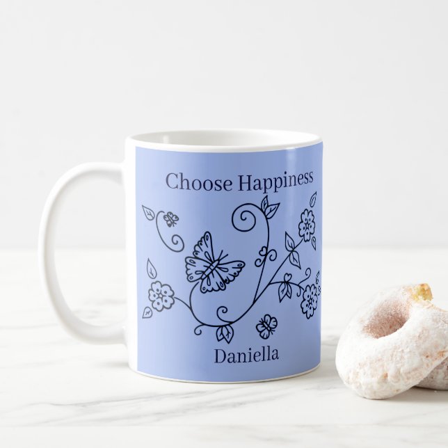 Caneca De Café Blue Butterfly Reminder Mug (Com Donut)