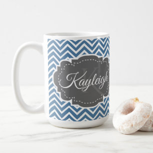 Caneca De Café Blue Chevron Personalizado Coffee Mug