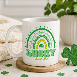 Caneca De Café Blue Clover & Rainbow Lucky One Primeiro Aniversár