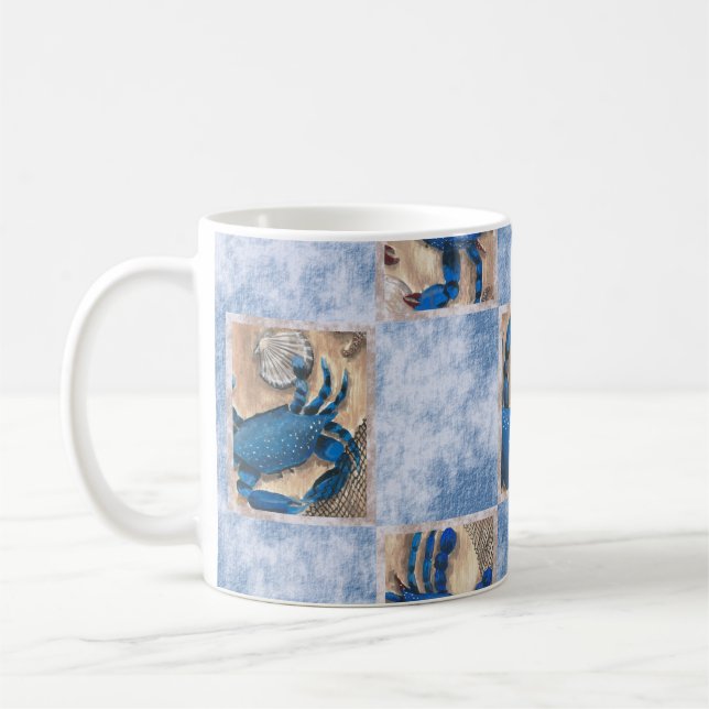 Caneca De Café Blue Crab Pattern Mug (Esquerda)