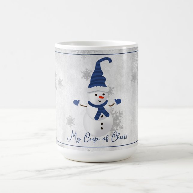 Caneca De Café Blue Cute Snowman Holiday Mug (Centro)