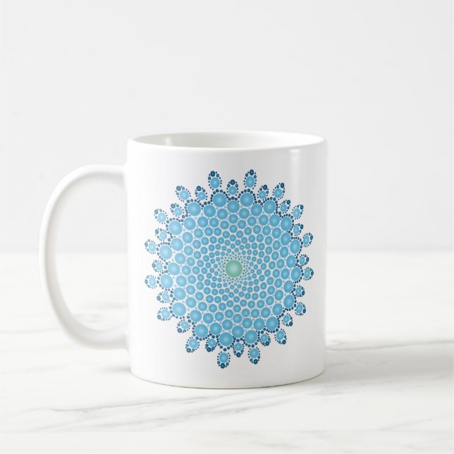 Caneca De Café Blue Dot Mandala Coffee Mug (Esquerda)