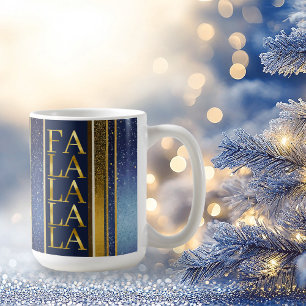 Caneca De Café Blue Dourado Natal Fa La Pattern#27 ID1009