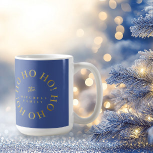 Caneca De Café Blue Dourado Natal Ho Ho ID1009