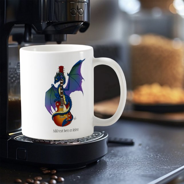 Caneca De Café Blue Dragon Sunburst Guitar Music (Criador carregado)