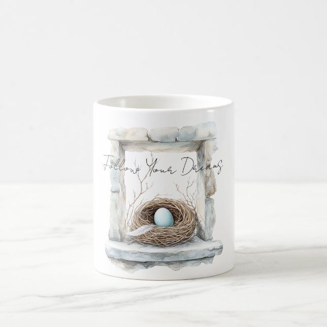 Caneca De Café Blue Egg Bird Nest Feather (Centro)
