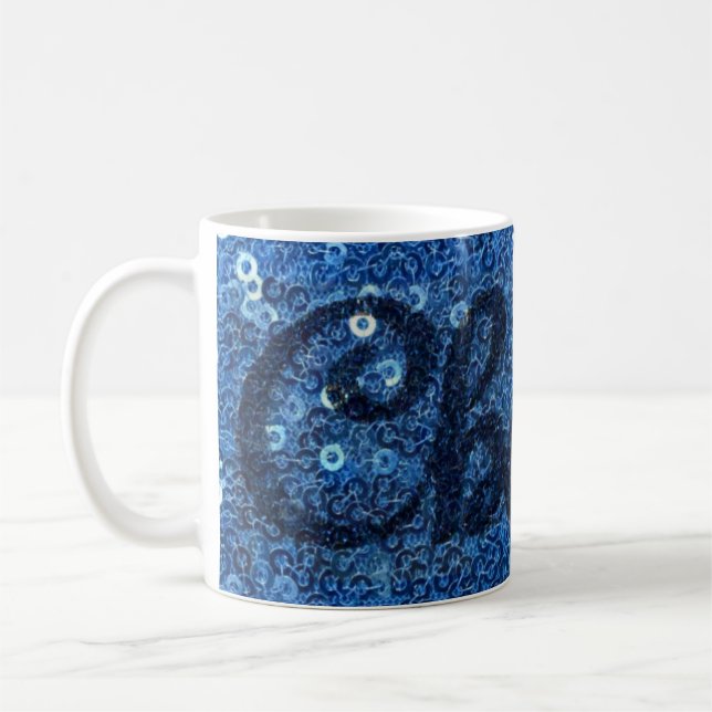 Caneca De Café Blue Faux Sequins Saúde Café Celebração Mug (Esquerda)