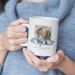 Caneca De Café Blue Floral Melhor Mãe Fotografar Mug Café