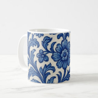 Caneca De Café Blue Floral Mug.