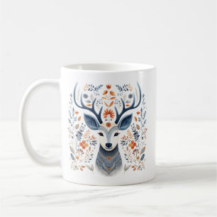 Caneca De Café Blue Floral Winter Stag Mug