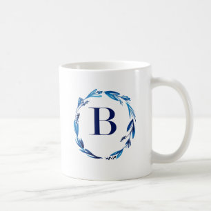 Caneca De Café Blue Floral Wreath 'B'