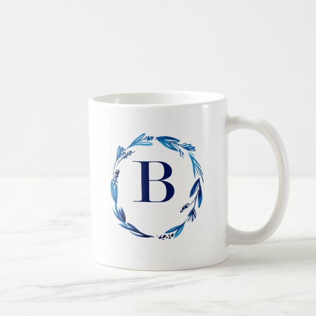 Caneca De Café Blue Floral Wreath 'B' (Direita)