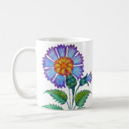 Caneca De Café Blue Flower Halftone Fine Art