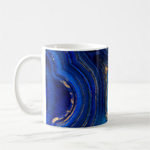 Caneca De Café Blue Geode e Dourada Arte Digital