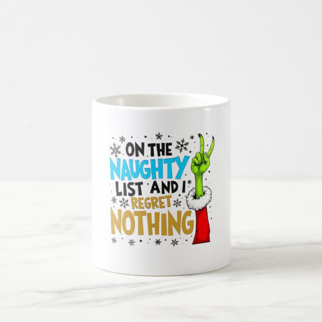 Caneca De Café Blue & Gold Naughty List Christmas Creature Design (Centro)