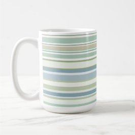 Caneca De Café Blue Green and white stripes