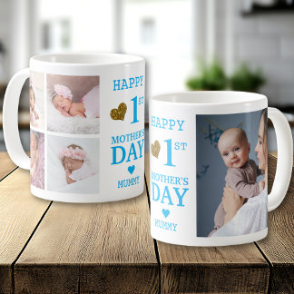 Caneca De Café Blue Happy First Mother's Day Mummy 5 Photo  
