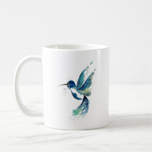 Caneca De Café Blue Hummingbird Watercolor